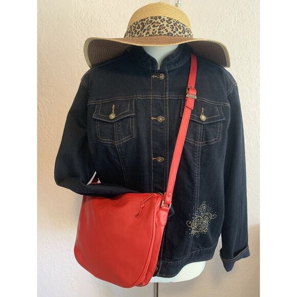 Chico's Premium Denim Jacket Rhinestones Button Flap Pocket Western Women Size 3 - Picture 1 of 7